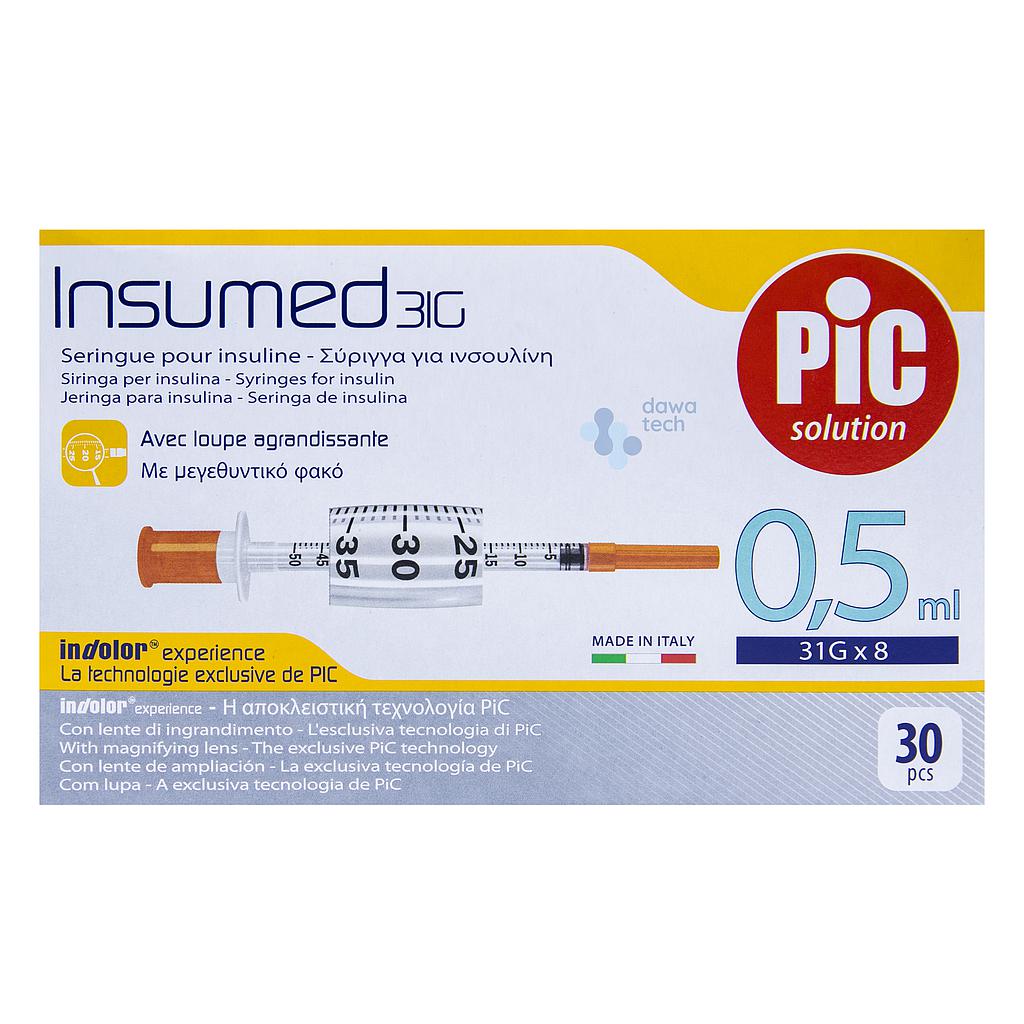 Pic Insumed Insulin Syringes 0.5 mL 8*31G 353